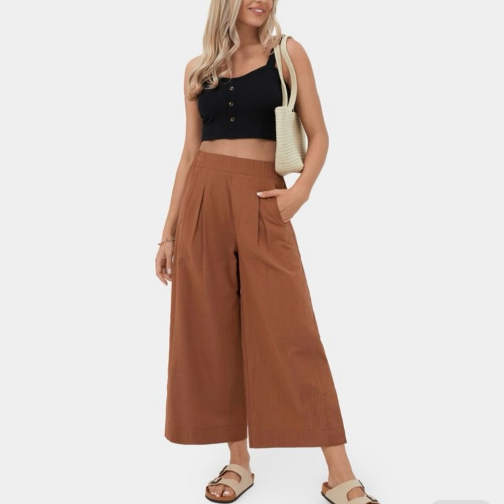 NWT Halara Wide Leg Palazzo Cropped Pant Size XL - Rust Red